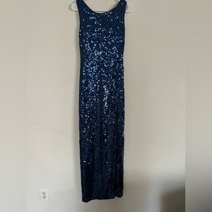 SLNY blue sequin gown